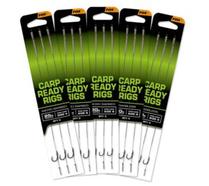 Fox Carp Ready Rigs x 3 - Wide Gape Barbless (20lb)